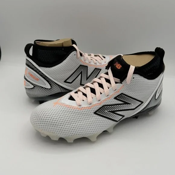 New Balance FreezeLX v5 Lacrosse Cleats Mens Size 8 White Black Hot Mango